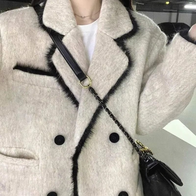 Coats Jackets Women New Fashion Double Breasted Long Sleeve Loose Coats Vintage Turn Down Collar Solid Jackets Coats for Women