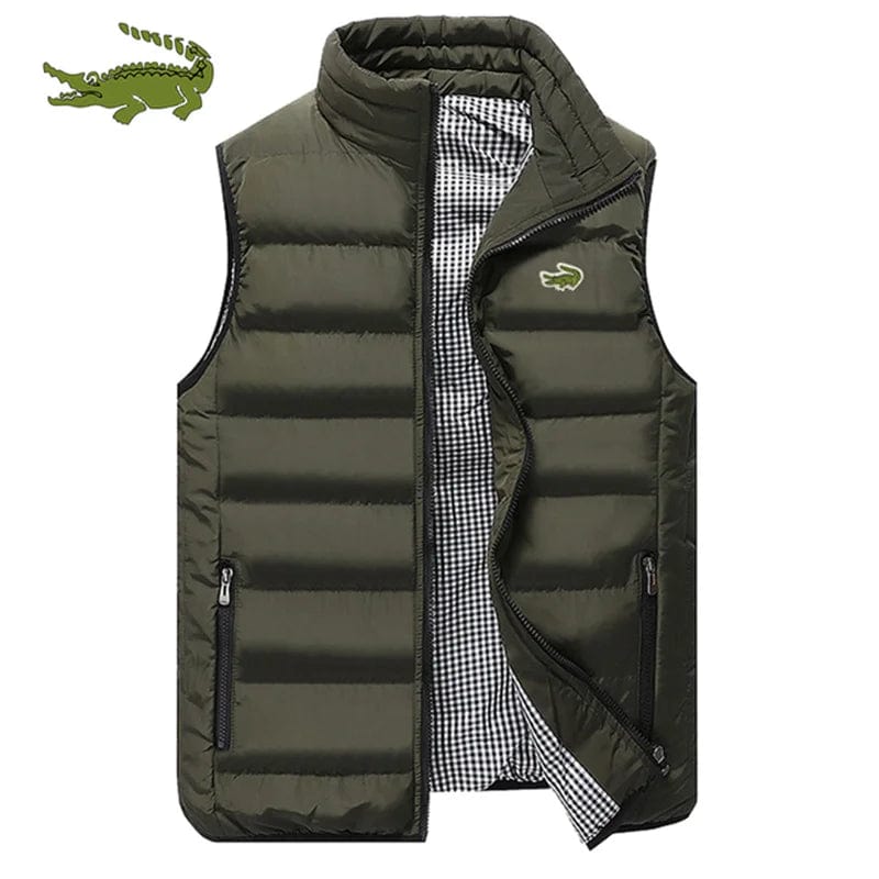 2023High Quality Brand Coats Vest Jacket Men's Fall and Winter Casual Comfortable Sleeveless Solid Color Thickened Cotton Jacket