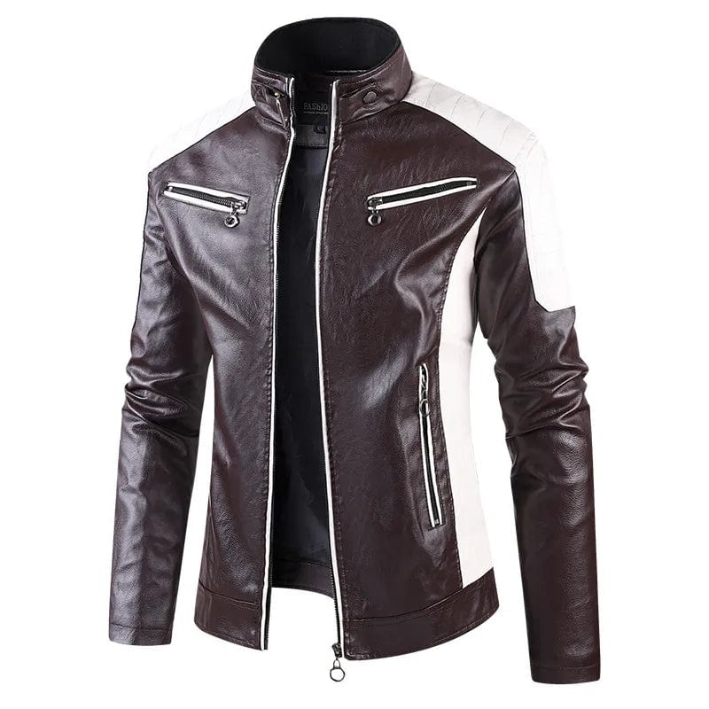 Men Stand Collar Motorcycle Leather Jackets Slim Fit PU Leather Coats Quality New Fashion Male Autumn Casual Leather Jackets 5XL