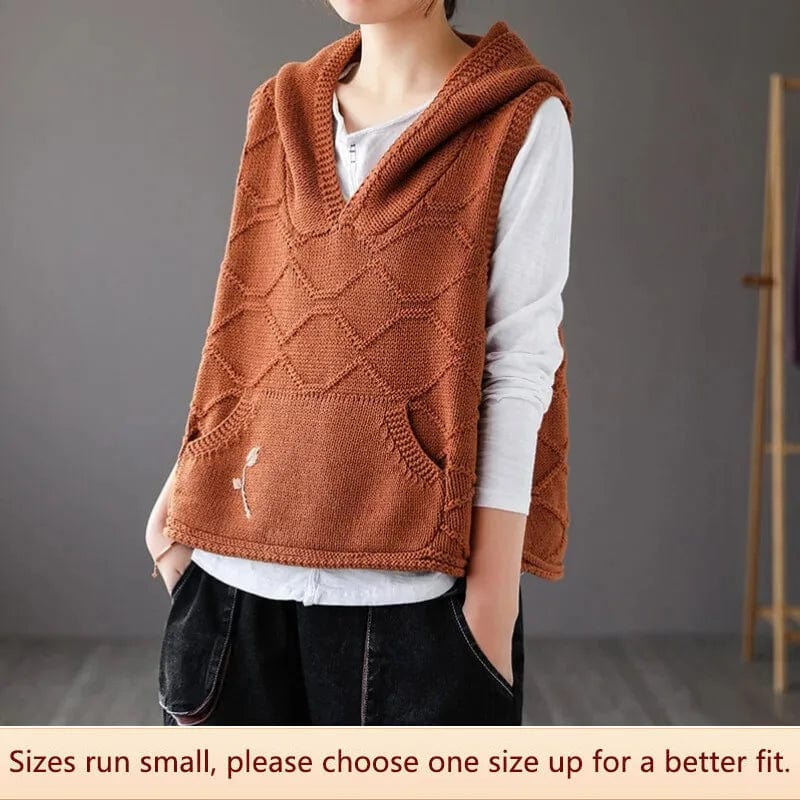 Retro Wool Hat Ladies Mini Top Vest Knitted Spring Autumn Women Clothes Scarf Shoulder Folding Top