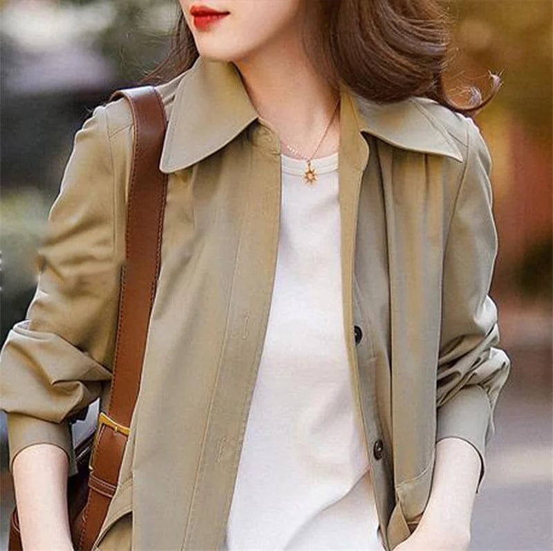 Thin windbreaker Women's 2023 Spring Summer New Korean Style Temperament Coat Medium Length Shirt No Lining Coat