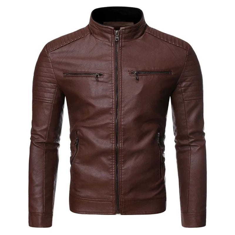 Autumn New Men Leather Coat Zipper Korean Fashion Leather Sheepskin Men Leather Jacket Trend Casual Fit Slim Baseball Clothes