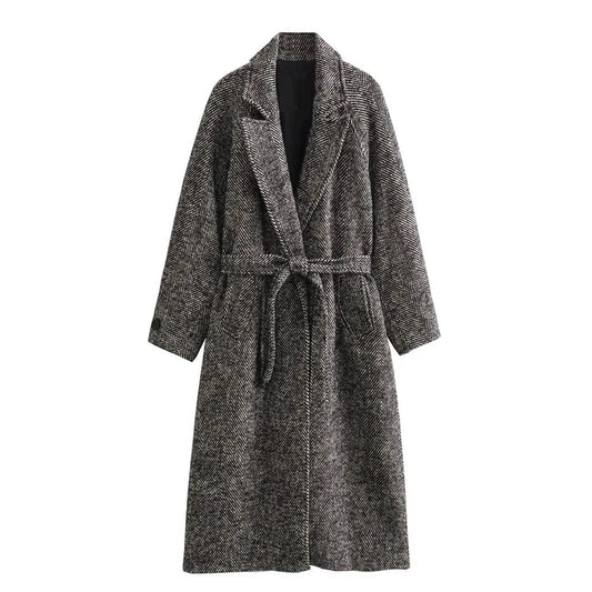 UNIZERA 2023 Autumn/Winter New Women's Wear New Fashion Casual Belt Mid length Twill Coat Coat Coat