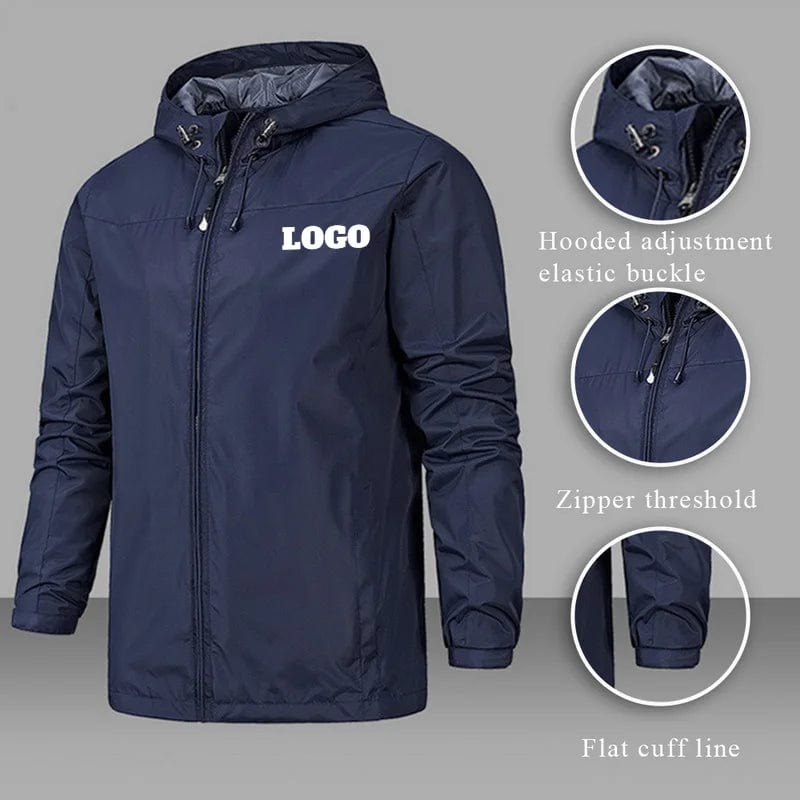 Customized Men's Waterproof Casual Zipper Jacket Autumn Winter Outdoor Camping Sports Coat ветровка veste for Men