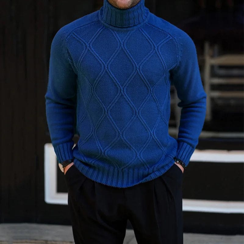 New Men's Turtleneck Solid Color Knitted Sweater Autumn Winter Pullover Sweater Top Men's Slim Fit Long Sleeve Pullover Sweater
