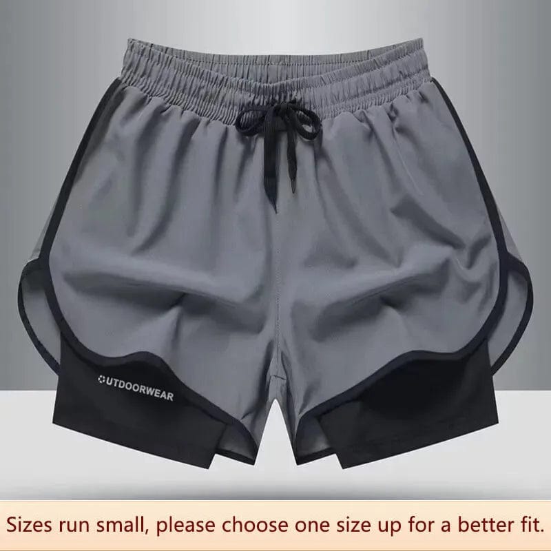 American Style Men's Fitness Shorts Running Shorts Inner Lining Two-piece Illusion Training Anti-exposure Three-point Basketball