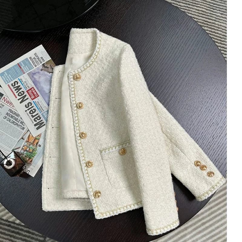 Spring Autumn 2024 Most New Jacket Female Korean French Short Coat Small Fragrance Temperament Celebrity Tweed Outerwear Women