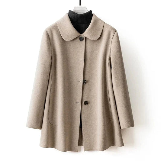 Double-Faced Coat Women's Autumn And Winter 2023 New Style Top-Grade Korean Version Temperament Long Sleeve Woolen Jacket