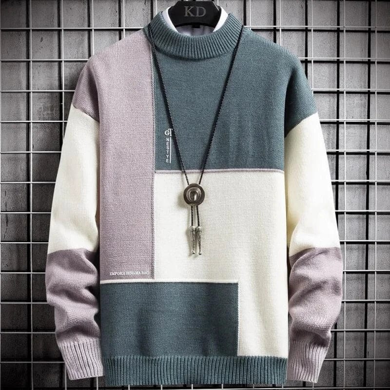 New Winter Cashmere Warm Sweater Men Turtleneck Mens Pullover Patchwork Slim Fit Sweaters Tops Knitted Men's Christmas Jumper