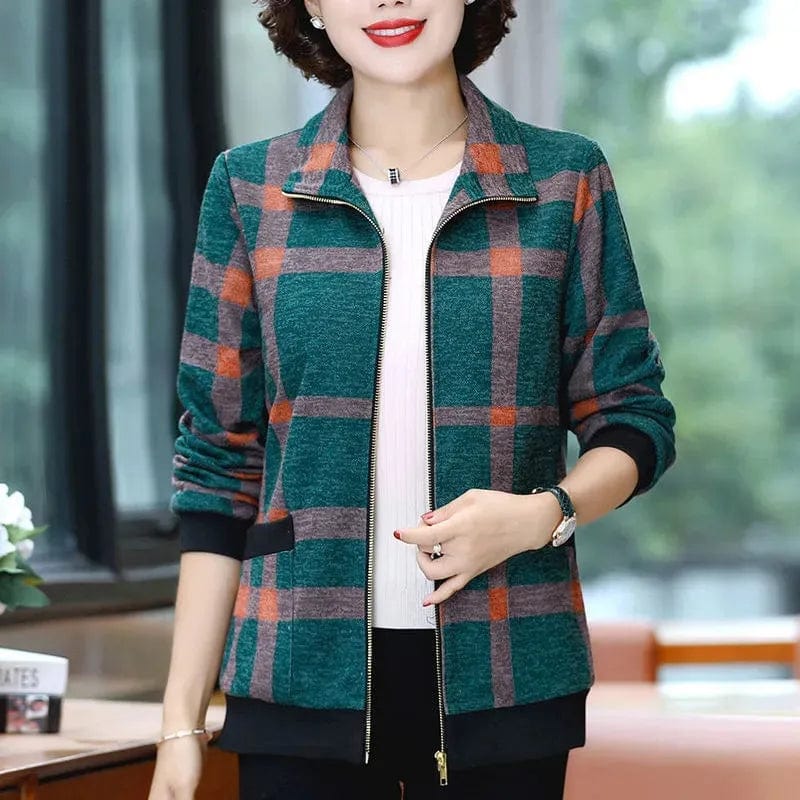 Middle-Aged Elderly Mom Coat 2023 Spring Autumn New Loose Lapel Zipper Fashion Jacket Women's Casual Long Sleeves Outerwear