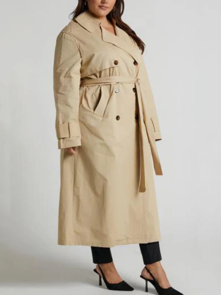 Women's Jackets Double Breasted Long Trench Classic Lapel Collar Long Sleeve Windproof Overcoat With Belt Female Coat Autumn