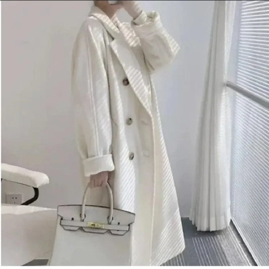 2024 Spring Autumn Fashion 10% Cashmere Lined Version Double-sided Cashmere Coat Women's Elegant Wool Jacket Luxury