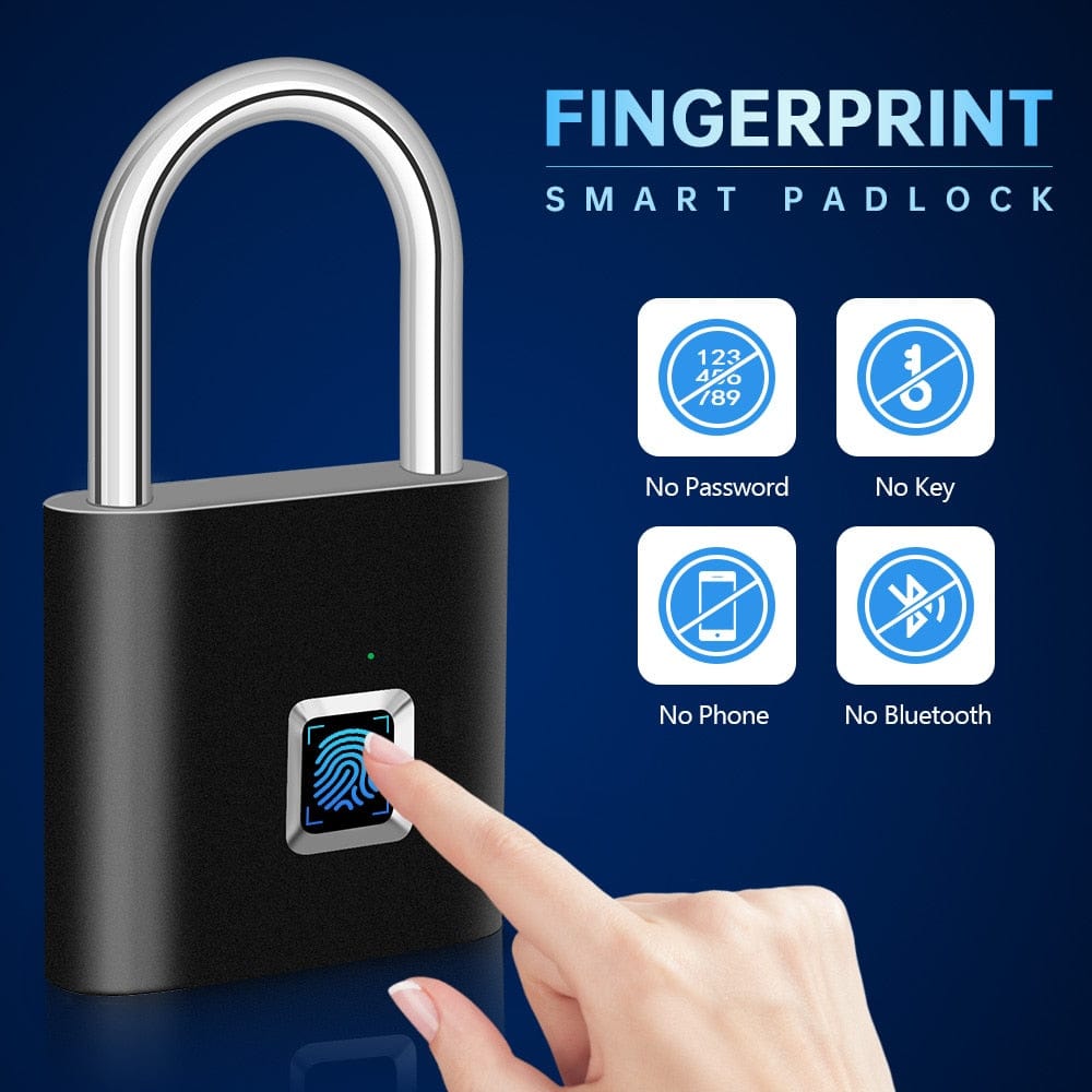 Portable Keyless Smart Fingerprint Padlock