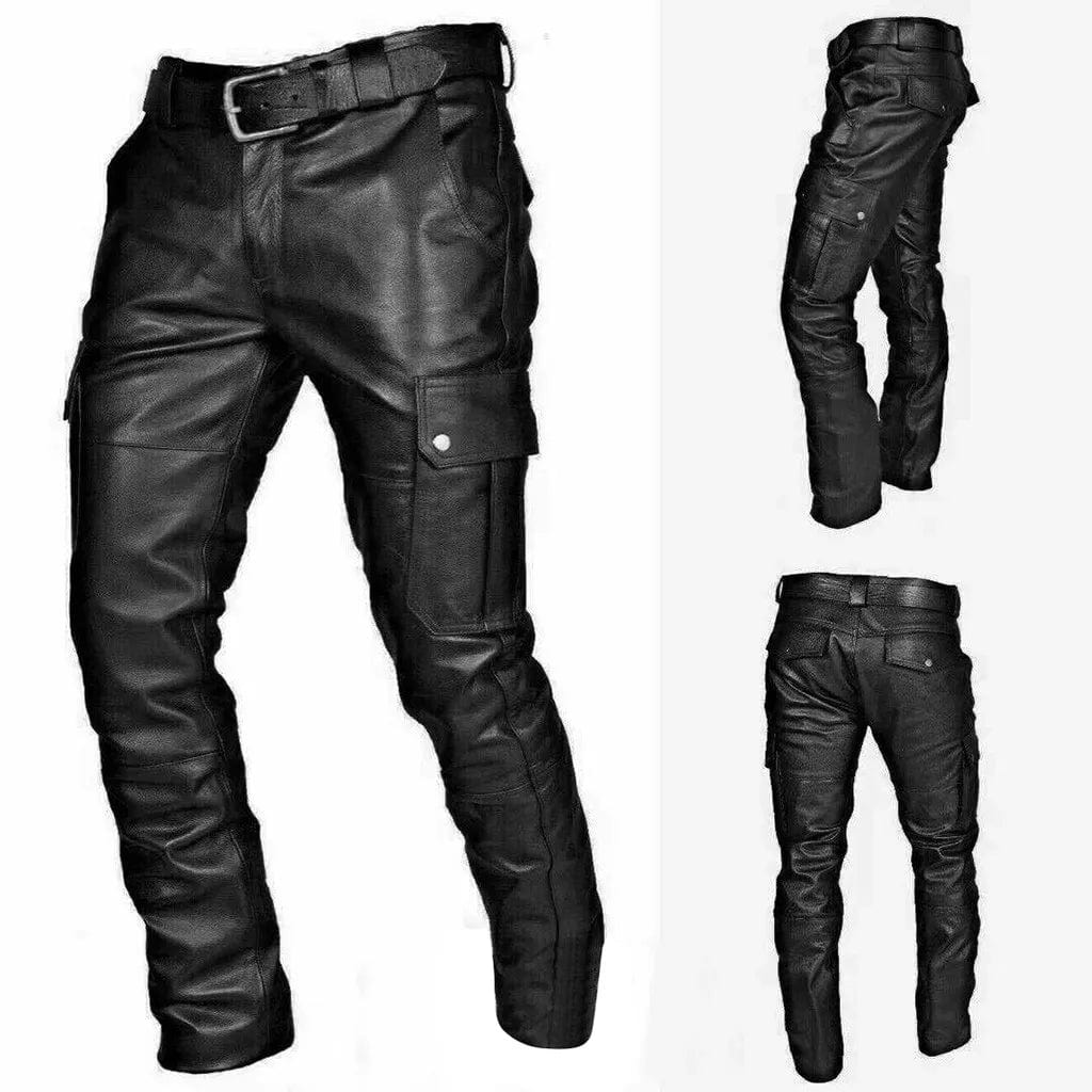 2023 Winter Autumn Punk Casual Men'S Pants Long Retro Goth Slim Trousers Overalls Joggers Casual Leather Pantalones Hombre