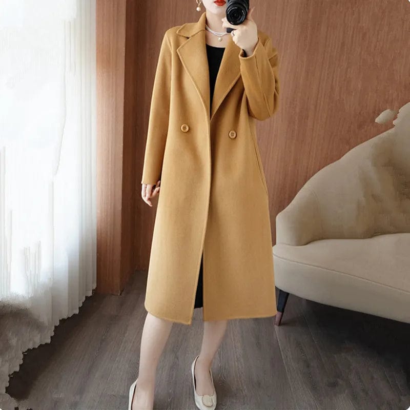 Jackets Woman Clothing High-End Double-Sided Cashmere Outerwear Female Fashion Double Breasted Autumn Winter 100% Wool Coat 2782