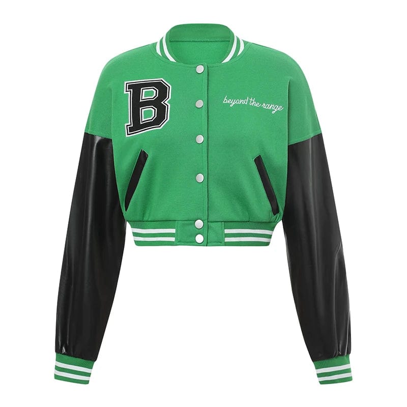 Woman Y2K Oversized Baseball Uniform Jacket Bomber Top Coat Letters Embroidery Pattern Long Sleeve Jacket with Pocket