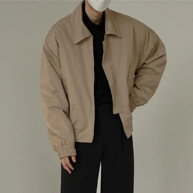 Bomber Jackets Men Casual Short Cropped American Trendy Autumn Work Jacket With Lapel Trench Pilot Jacket