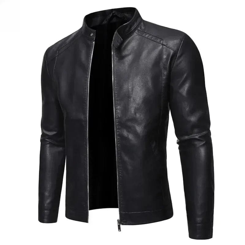 Men's Slim Fit Casual Leather Jacket Korean Style Motorcycle Jacket Youthful Vibe Faux Leather Outerwear