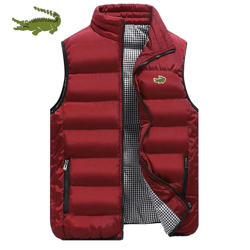 2023High Quality Brand Coats Vest Jacket Men's Fall and Winter Casual Comfortable Sleeveless Solid Color Thickened Cotton Jacket