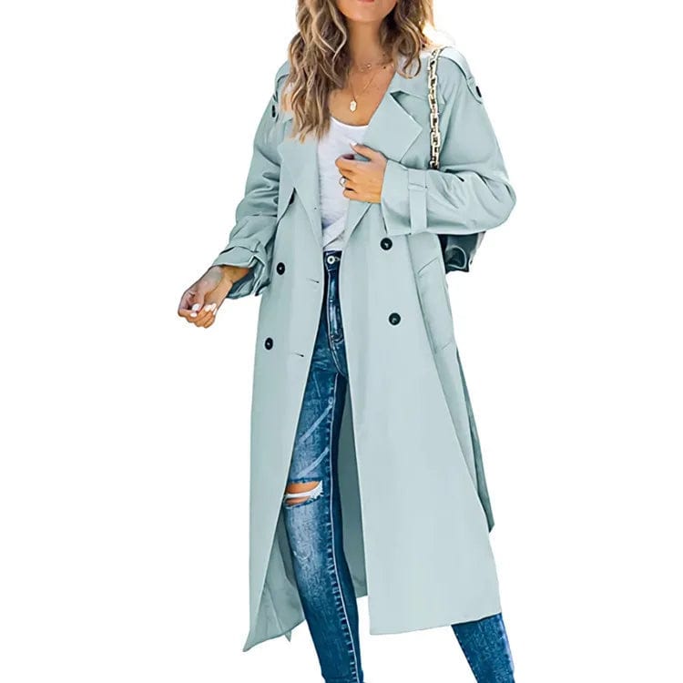 Women's Jackets Double Breasted Long Trench Female Coat Classic Lapel Long Sleeve Windproof Overcoat With Belt Autumn Streetwear