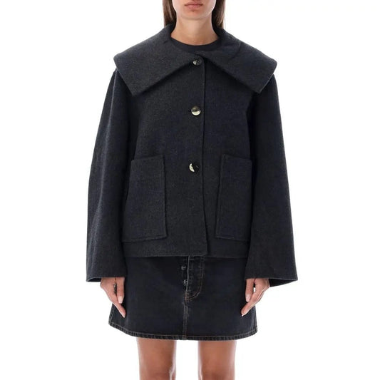 Women Double-sided Woolen Coat Peter pan Collar Single Breasted Female Simple Jacket