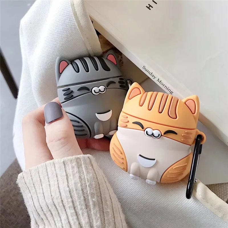 3D Cute Fat Orange Cat Box For Apple AirPods 1 2 Case Silicone Soft Wireless Bluetooth Earphone Shell For Airpods Pro Case