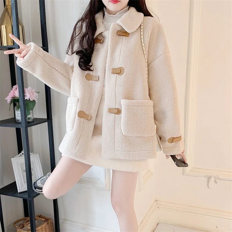 LINXIQIN Ropa Mujer Korean Fashion Sheep Wool Coat All-Match Women's Winter Coat 2024 Soft Warm Jacket Sheepskin Coat For Women