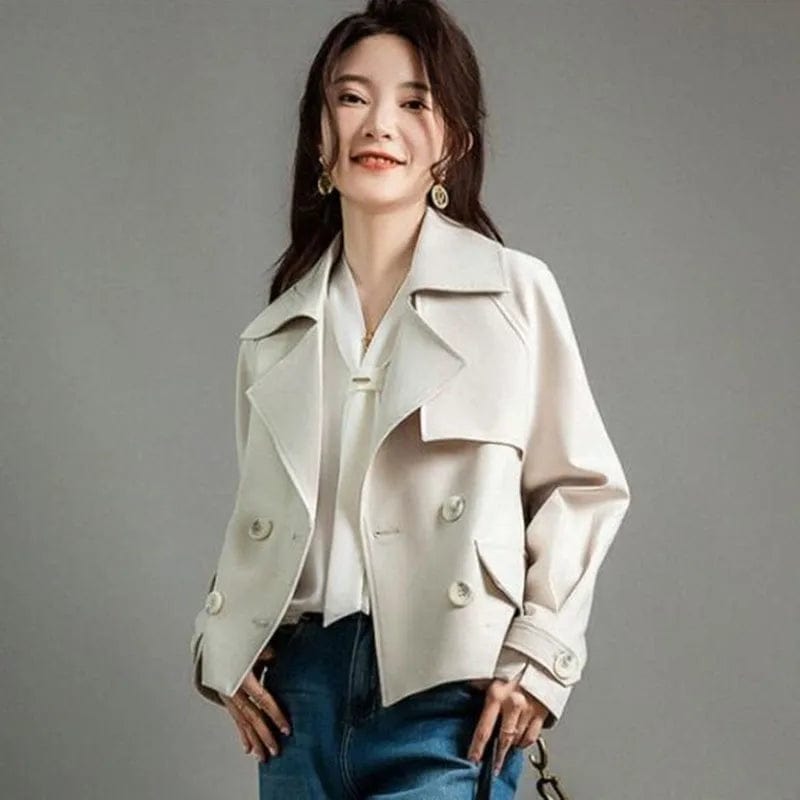 2023 New Spring Autumn Trench Coat Women's Korean Double Breasted Short Trench Female Overcoat Windbreaker Ladies Outerwear Tops