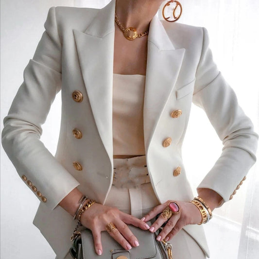 Casual Turn Down Collar Long Sleeve Suit Outerwear Office Lady Spring Autumn Fashion Elegant Solid Blazer Coats For Women 2023
