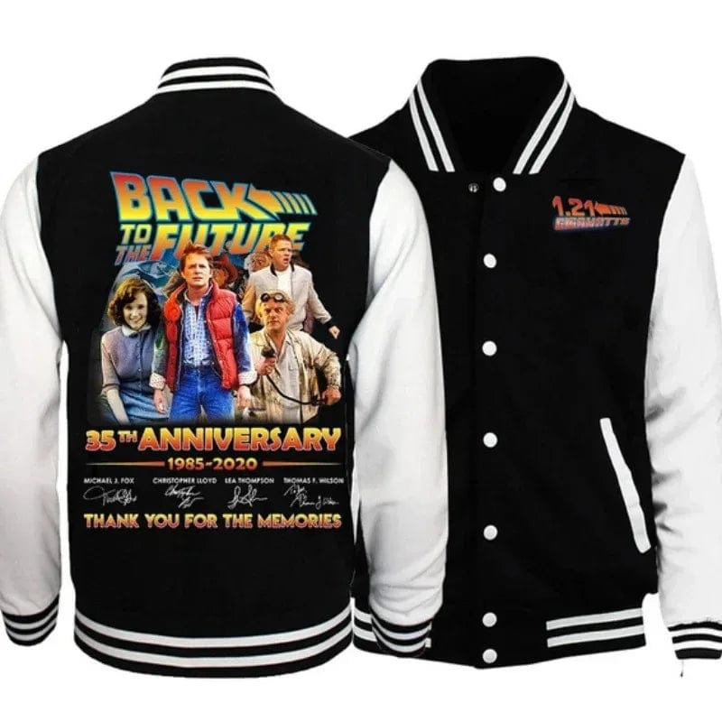 Movies Back To The Future Jacket Coat Sweatshirts Trend Women Men Hoodie Baseball Uniform Couple Print Cardigan Clothes Tops