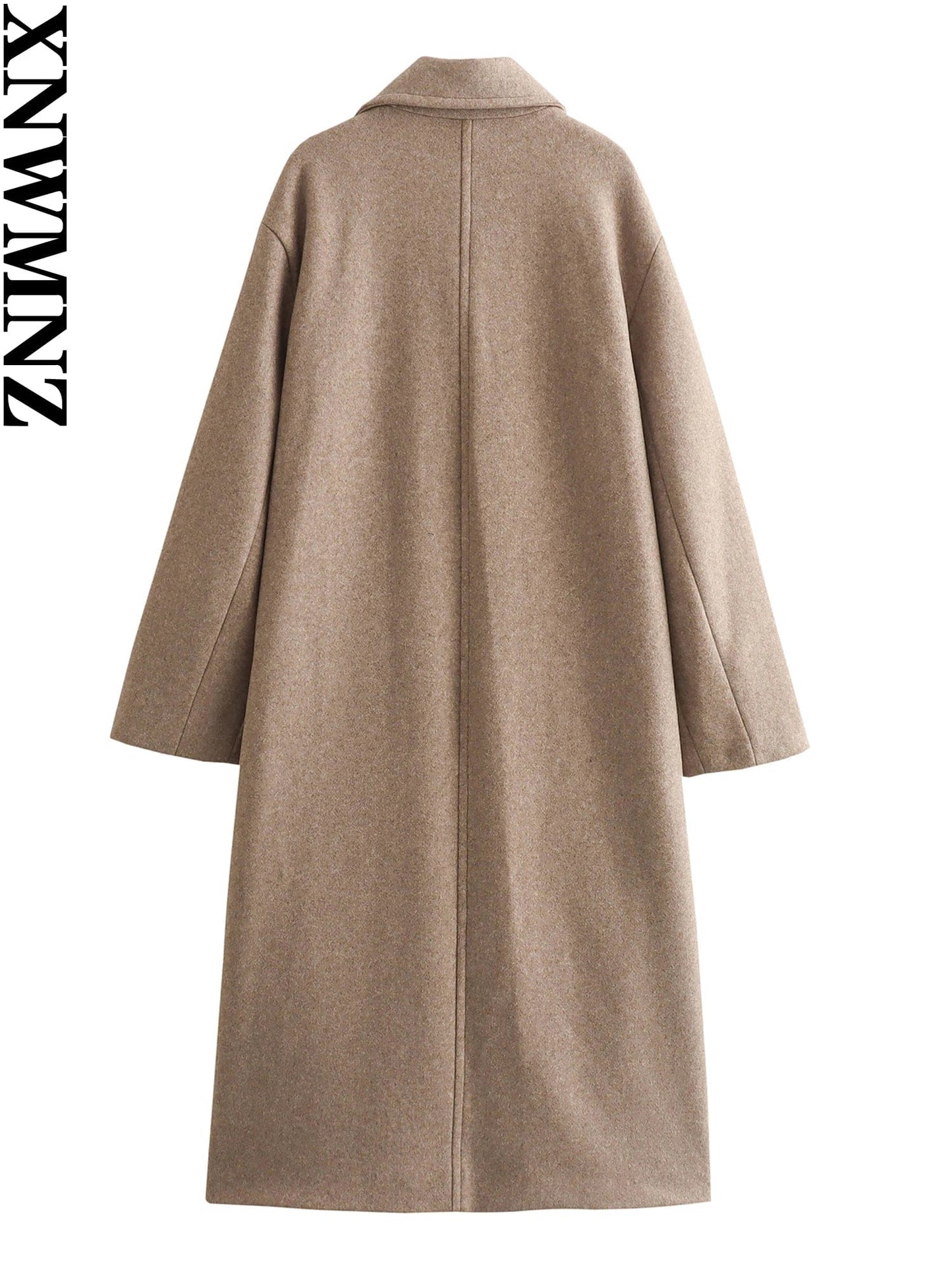 XNWMNZ Women's Fashion 2023 Autumn/Winter Soft Oversize Coat Women Double breasted lapel Long Sleeve Versatile Female Overcoat