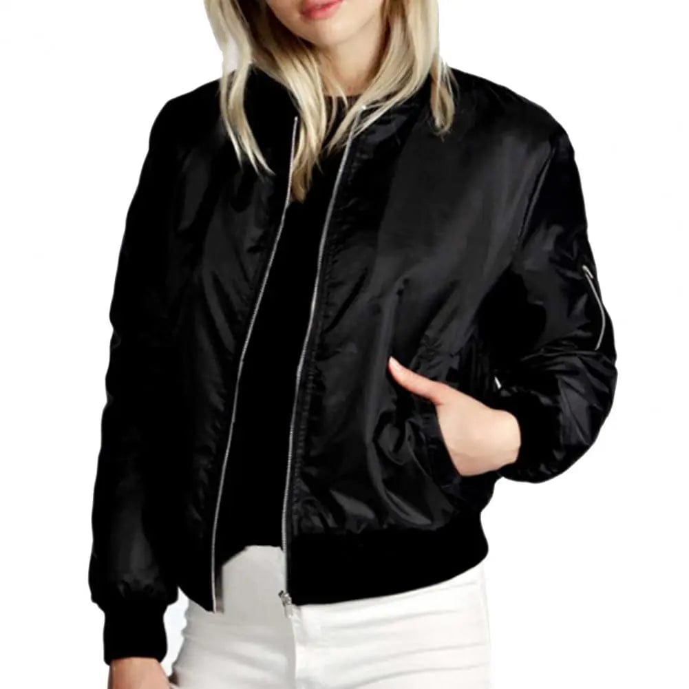 Women's Solid Zipper Jackets Spring Autumn Casual Thin Long Sleeve Jacket Coats Female Classic Slim Outerwears Clothing
