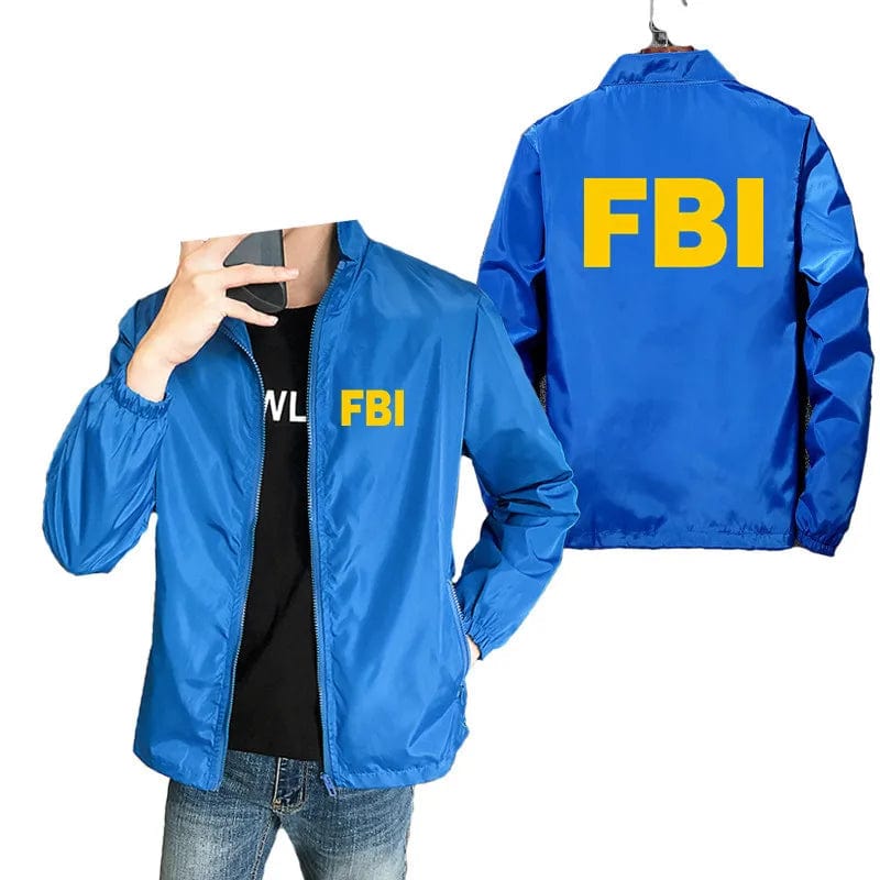 FBI United States FBI Shield Mens Bomber Zipper Jacket Male Casual Pilot Coat Unisex Zipper Pilot Parkas Clothing Plus Size 7XL