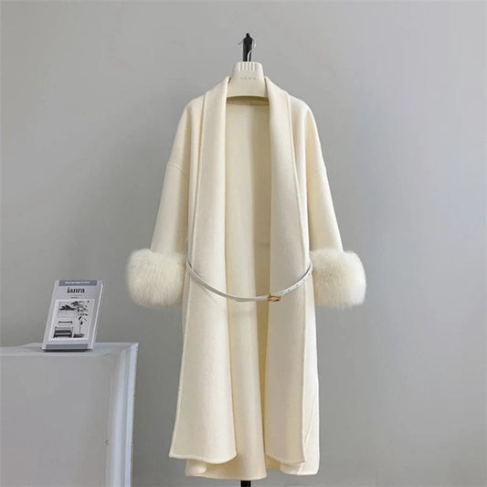 Women Cashmere Coat Long Wool Overcoat Slim And Thin 2023 Fashion Winter Cashmere Outerwea H226