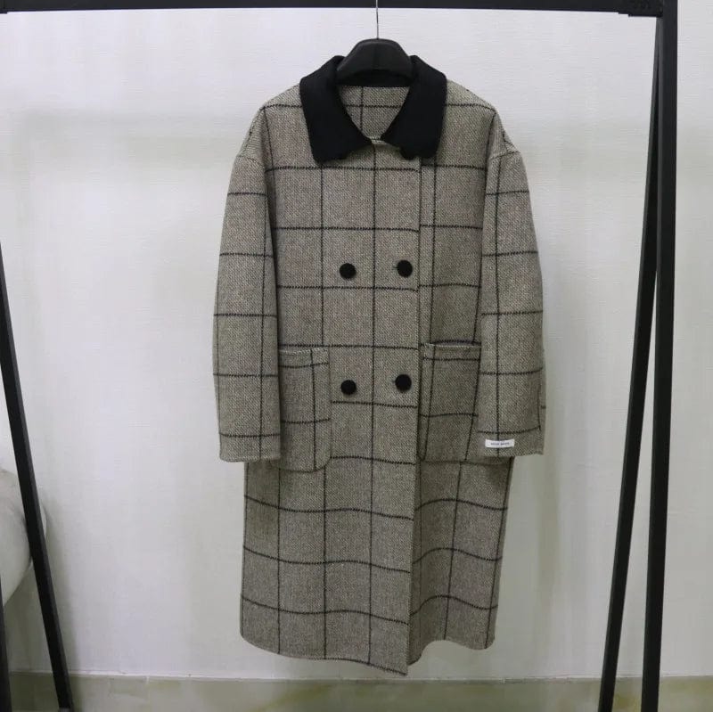 Korea's Style Double-sided Wool Coat Women's Autumn and Winter New 2023 Vintage Casual Wild Women Wool Coat