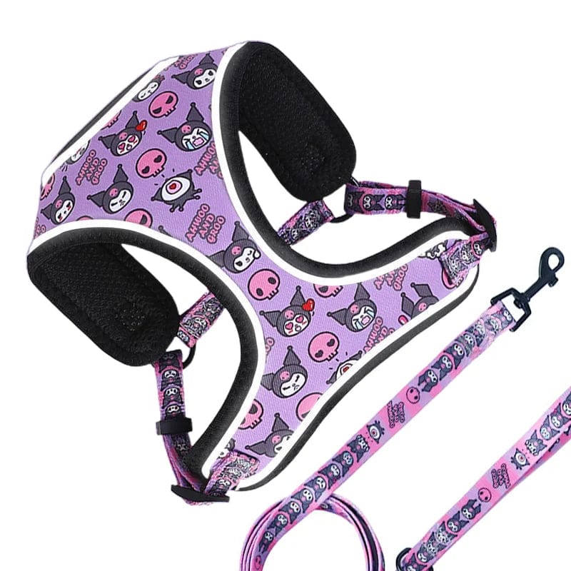 Reflective Dog Harness Cartoon Adjustable Soft Walking Leash Set Puppy Cat Quick Release Vest Harnes for Small Medium Dog