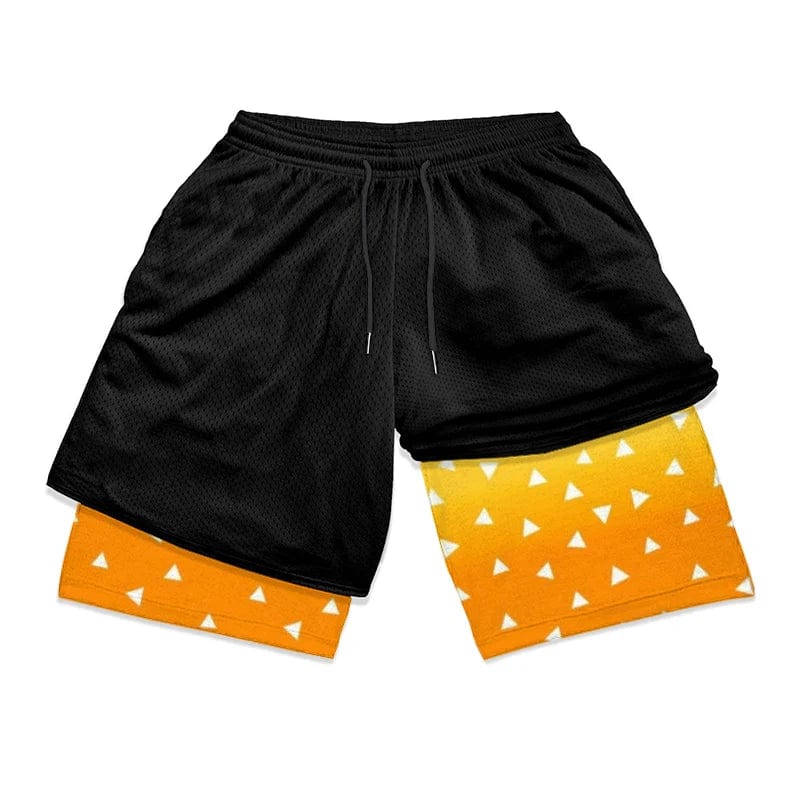 Men's Performance Shorts Print 2 in 1 Gym Compression Shorts Stretchy Sports Shorts Quick Dry Fitness Workout Summer