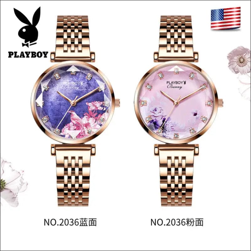 A Playboy Flower Brand Watch Tape Waterproof Quartz Table