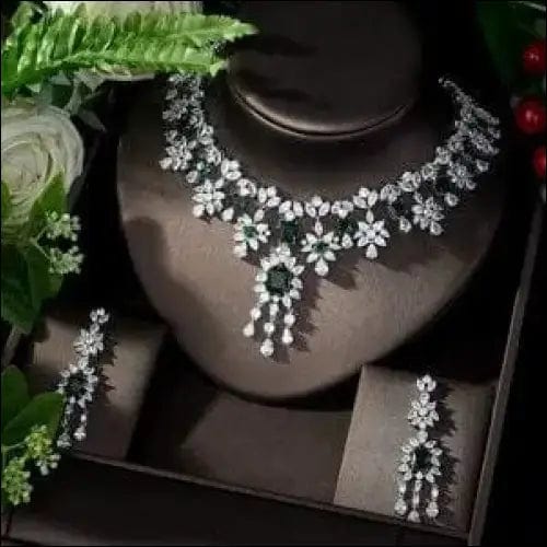 AAA Cubic Zirconia Elegant Jewelry Sets - green -