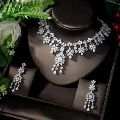AAA Cubic Zirconia Elegant Jewelry Sets - white -