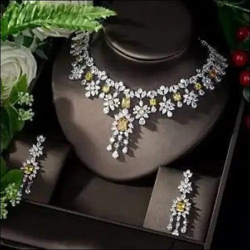 AAA Cubic Zirconia Elegant Jewelry Sets - yellow -