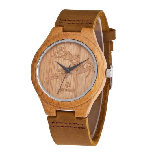 Amazon Selling Hot Bamboo Deer Side Belt Watch Wood