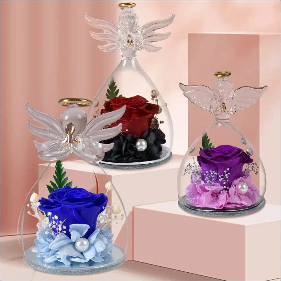 Angel eternal flower rose glass cover Christmas Valentine’s