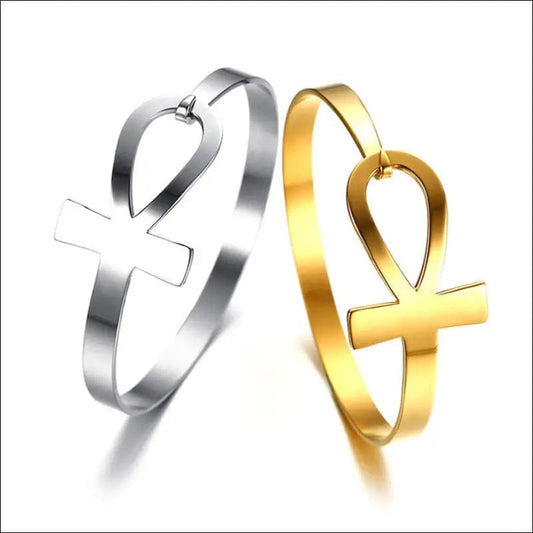 Ankh Cross Bracelet for Women Stainless Steel Key of Life