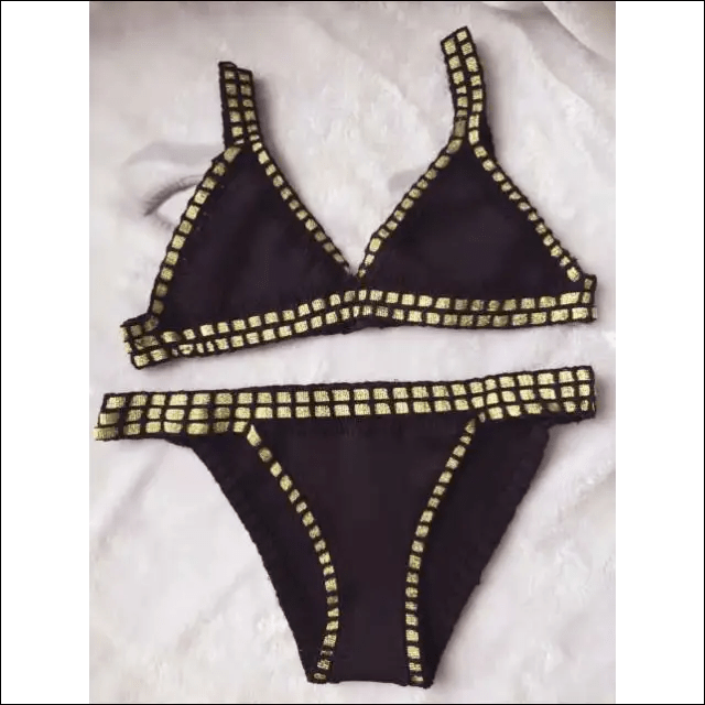 Aria Crochet Neoprene Bikini - Black Mix / S -