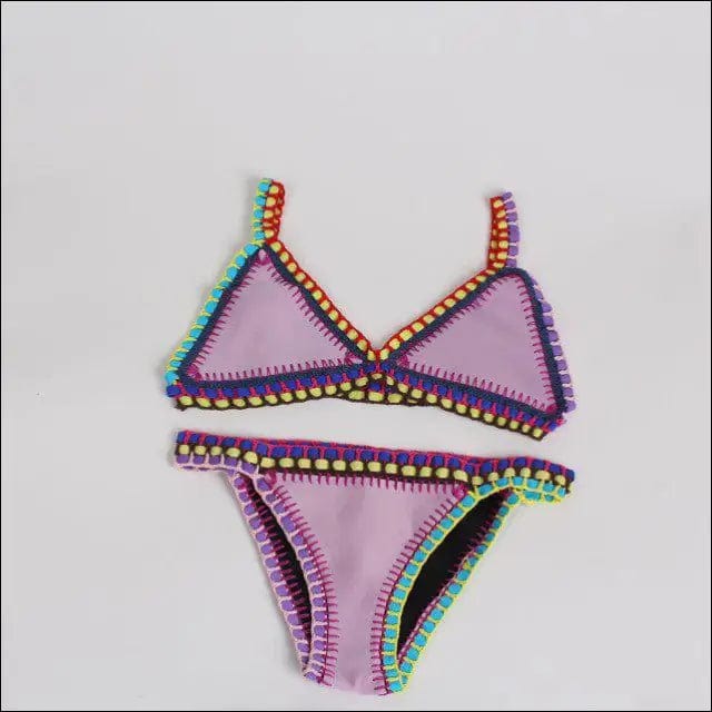 Aria Crochet Neoprene Bikini - Purple / S -