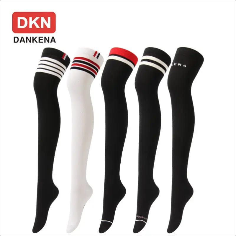 Autumn new brand combed cotton four-bar over knee socks