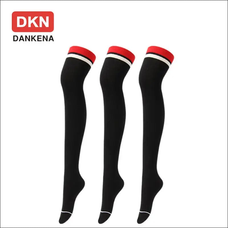 Autumn new brand combed cotton four-bar over knee socks