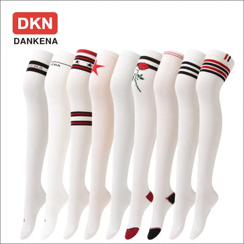 Autumn new brand combed cotton four-bar over knee socks