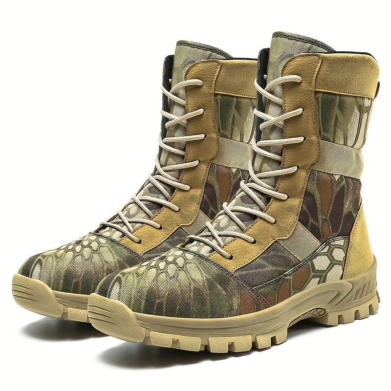 Men's Camo Insulated Hiking Boots, Comfy High Top Durable Breathable Non Slip Lace Up Hiking Shoes For Camping Hunting Trekking